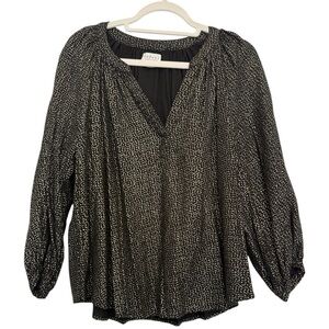 Velvet by Graham & Spencer Shirley Metallic Dot-Print Blouse – Size Medium- EUC